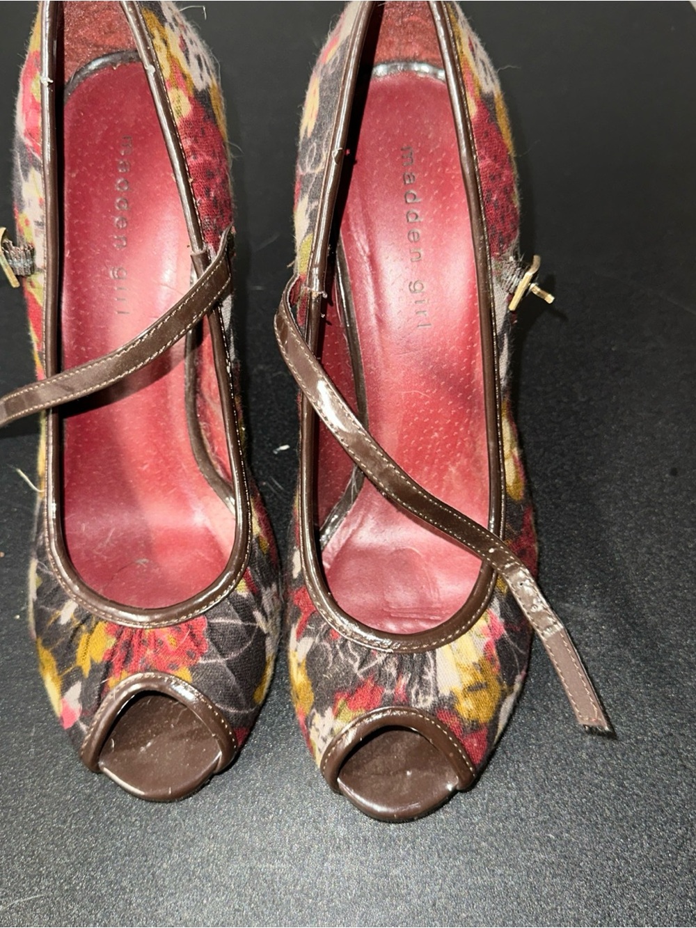 Madden girl  Floral Peep-Toe Mary Jane Heels - Multicolor